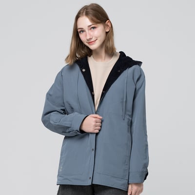 KANGOL袋鼠中性雙面燈芯絨防潑水外套-深藍(男女共款)7