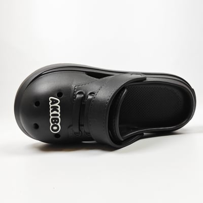 【買1送1】AKIBO小木偶洞洞鞋-經典黑(中性款、5公分厚底增高、寬楦、輕量、兩穿、防水) / 內附AKIBO品牌鞋扣1個。現在買再送鞋扣組(不挑款)13