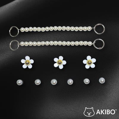AKIBO珍珠小花款洞洞鞋扣 (十一件組)1
