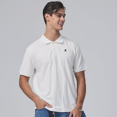 KANGOL袋鼠針織經典POLO衫-白3