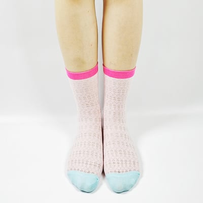 AKIBO甜心撞色中筒襪(兩件組)-女款