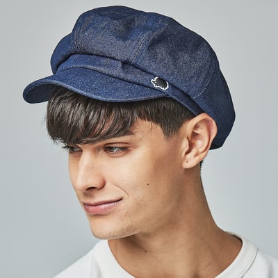 SCANDINAVIAN FOREST北歐小刺蝟水洗刺繡丹寧報童帽-牛仔深藍3