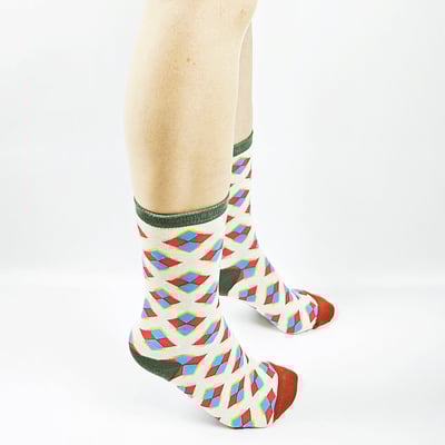 AKIBO花漾幾何中筒襪(兩件組)-中性款