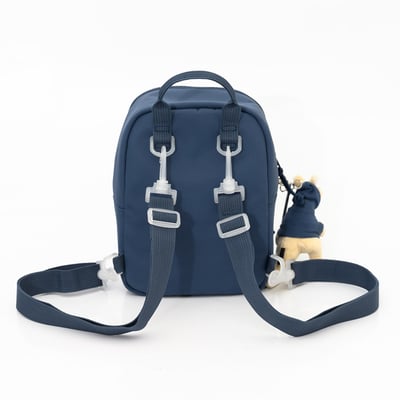 KANGOL袋鼠吊飾尼龍後背包-藍3