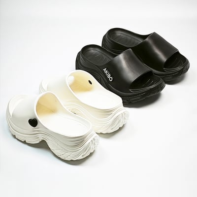 【買1送1】AKIBO韓系動感厚底涼鞋-經典黑(女款、5公分厚底增高、輕量、防水) / 內附AKIBO品牌鞋扣1個。現在買再送鞋扣組(不挑款)21