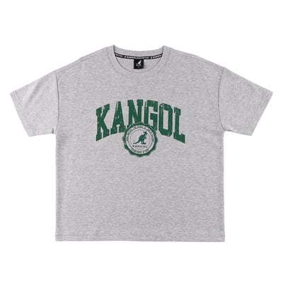 KANGOL女款寬版仿舊短T-灰1