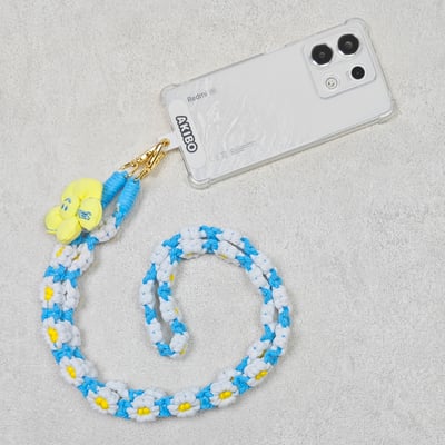 AKIBO手工編織花朵包包手機掛繩-薄荷藍(女款、編織) / 內附AKIBO品牌手機掛片1個4