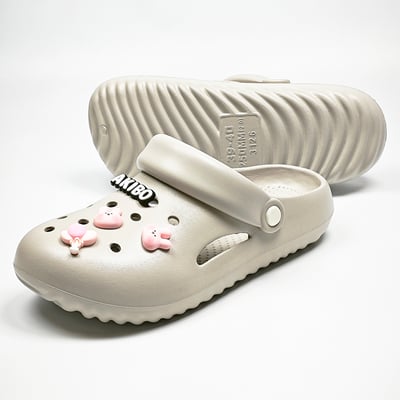 【買1送1】AKIBO泡芙洞洞鞋-質感灰(女款、雲朵感、輕量、兩穿、防水) / 內附AKIBO品牌鞋扣1個。現在買再送鞋扣組(不挑款)7