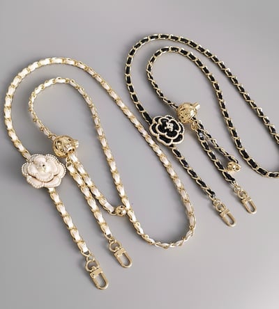 AKIBO金球花漾包包手機可調掛繩-牛奶白(女款、金屬)  / 內附AKIBO品牌手機掛片1個5