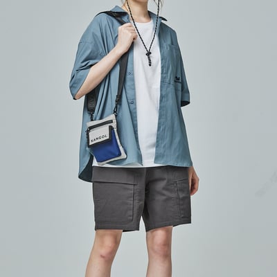 KANGOL袋鼠撞色小側背包-灰3