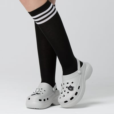 【買1送1】AKIBO厚底洞洞鞋-質感灰(女款、6公分厚底增高、寬楦、輕量、兩穿、防水) / 內附AKIBO品牌鞋扣1個。現在買再送鞋扣組(不挑款)13