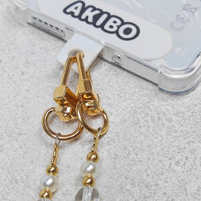AKIBO巴洛克彩珠包包手機掛繩-薄霧紫(女款、水晶) / 內附AKIBO品牌手機掛片1個6