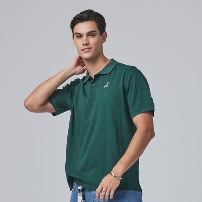 KANGOL袋鼠針織經典POLO衫-綠3