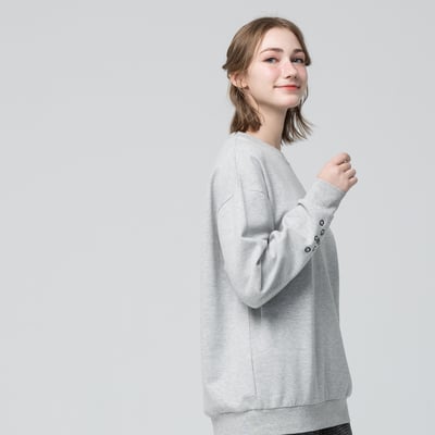 AKIBO日系落肩立體繡大學T-質感灰(男女共款)4