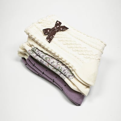 AKIBO森系碎花中筒襪(三件組)-女款2