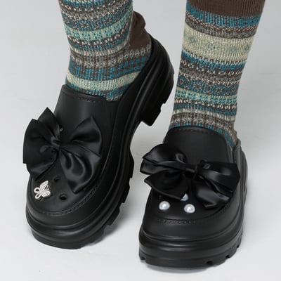 AKIBO黑蝴蝶結款洞洞鞋扣 (六件組)5