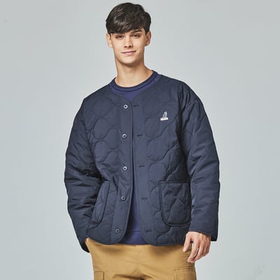 KANGOL袋鼠水波紋鋪棉外套-深藍1