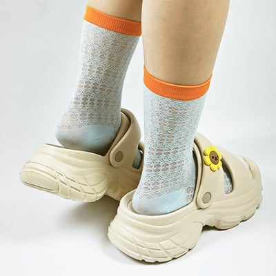 AKIBO繽紛撞色中筒襪(兩件組)-女款