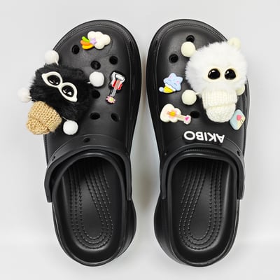 【買1送1】AKIBO厚底洞洞鞋-經典黑(女款、6公分厚底增高、寬楦、輕量、兩穿、防水) / 內附AKIBO品牌鞋扣1個。現在買再送鞋扣組(不挑款)3