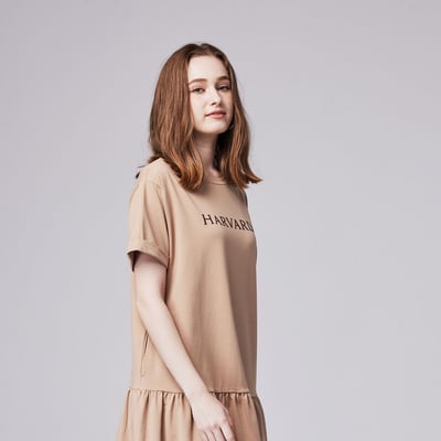 NCAA哈佛大學Harvard經典Logo洋裝-深卡其2