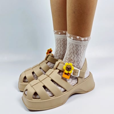 AKIBO輕量羅馬鞋-卡其(女款、雲朵感、輕量、兩穿、防水)  / 內附AKIBO品牌綁帶一組5