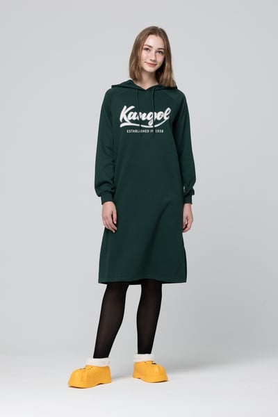 KANGOL袋鼠連帽洋裝-深綠5
