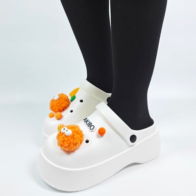 【買1送1】AKIBO極簡厚底洞洞鞋-牛奶白(女款、寬楦、耐走、兩穿、防水)/ 內附AKIBO品牌鞋扣1個。現在買再送鞋扣組(不挑款)7