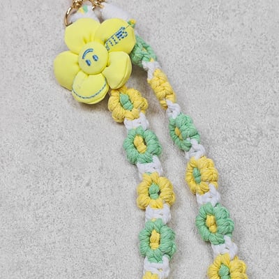 AKIBO手工編織花朵包包手機掛繩-清新綠(女款、編織) / 內附AKIBO品牌手機掛片1個7