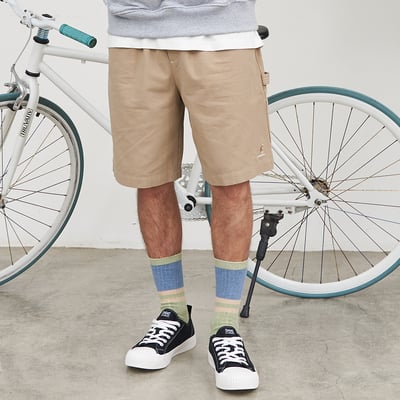 KANGOL袋鼠中性水洗五分褲-卡其1