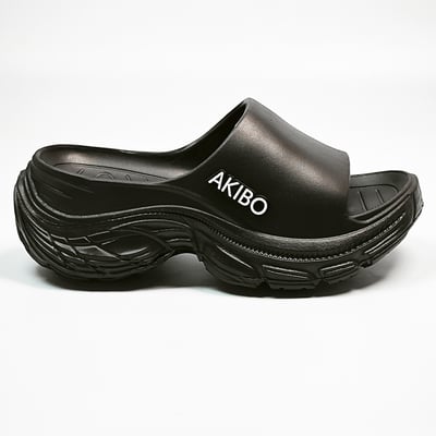 【買1送1】AKIBO韓系動感厚底涼鞋-經典黑(女款、5公分厚底增高、輕量、防水) / 內附AKIBO品牌鞋扣1個。現在買再送鞋扣組(不挑款)15