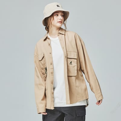 KANGOL袋鼠工裝口袋襯衫外套-卡其3