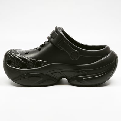 【買1送1】AKIBO搖滾老爹洞洞鞋-經典黑(女款、6公分厚底增高、輕量、兩穿、防水) / 內附AKIBO品牌鞋扣1個。現在買再送鞋扣組(不挑款)18