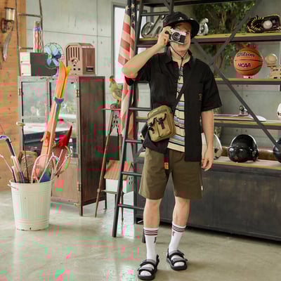 NCAA哈佛大學Harvard織標工裝襯衫-黑4