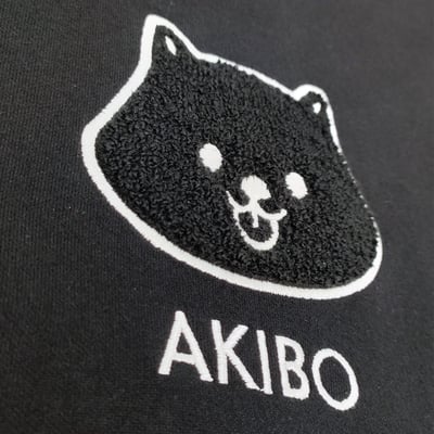 AKIBO日系落肩毛巾繡大學T-經典黑(男女共款)7