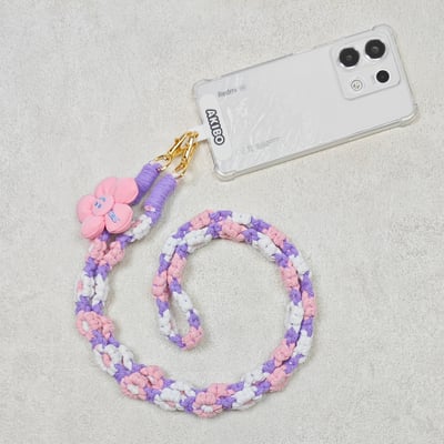 AKIBO手工編織花朵包包手機掛繩-丁香紫(女款、編織) / 內附AKIBO品牌手機掛片1個4