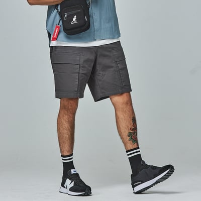 KANGOL袋鼠工裝多口袋短褲-鐵灰3