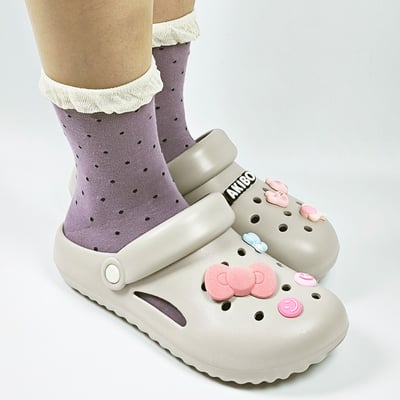 【買1送1】AKIBO泡芙洞洞鞋-質感灰(女款、雲朵感、輕量、兩穿、防水) / 內附AKIBO品牌鞋扣1個。現在買再送鞋扣組(不挑款)12