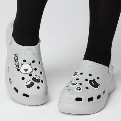 【買1送1】AKIBO厚底洞洞鞋-質感灰(女款、6公分厚底增高、寬楦、輕量、兩穿、防水) / 內附AKIBO品牌鞋扣1個。現在買再送鞋扣組(不挑款)14