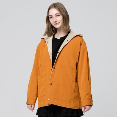 KANGOL袋鼠中性雙面燈芯絨防潑水外套-卡其(男女共款)6