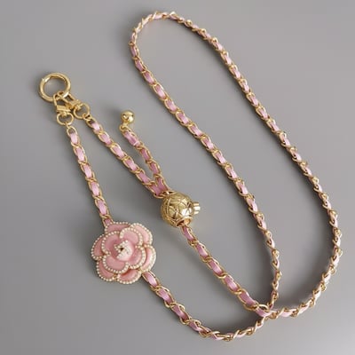 AKIBO金球花漾包包手機可調掛繩-櫻花粉(女款、金屬)  / 內附AKIBO品牌手機掛片1個3