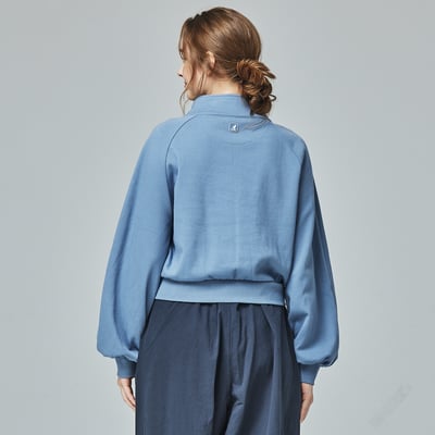 KANGOL袋鼠女款立領短外套-灰藍4