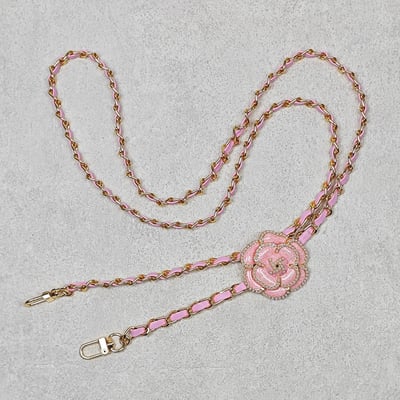 AKIBO皮革花漾包包手機掛繩-櫻花粉(女款、金屬) / 內附AKIBO品牌手機掛片1個3