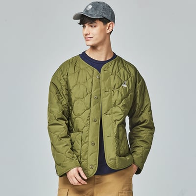 KANGOL袋鼠水波紋鋪棉外套-軍綠1