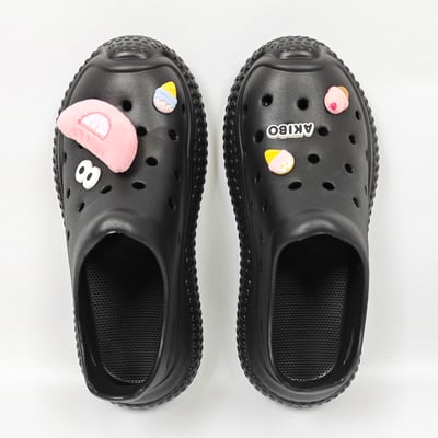 【買1送1】AKIBO帆船洞洞鞋-經典黑(中性款、輕量、耐走、防水) / 內附AKIBO品牌鞋扣1個。現在買再送鞋扣組(不挑款)4