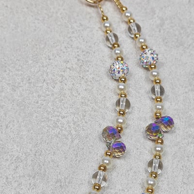 AKIBO巴洛克彩珠包包手機掛繩-薄霧紫(女款、水晶) / 內附AKIBO品牌手機掛片1個8