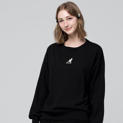 KANGOL袋鼠中性落肩大學T-黑(男女共款)2