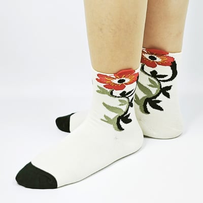 AKIBO森系春木花語中筒襪(三件組)-女款8