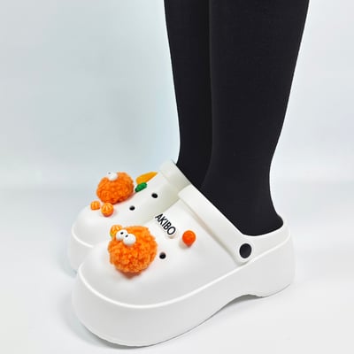 【買1送1】AKIBO極簡厚底洞洞鞋-牛奶白(女款、寬楦、耐走、兩穿、防水)/ 內附AKIBO品牌鞋扣1個。現在買再送鞋扣組(不挑款)12