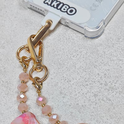 AKIBO森系琉璃包包手機掛繩-櫻花粉(中性款、琉璃) / 內附AKIBO品牌手機掛片1個7