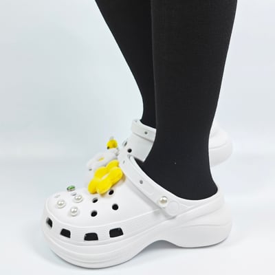 【買1送1】AKIBO厚底洞洞鞋-牛奶白(女款、6公分厚底增高、寬楦、輕量、兩穿、防水) / 內附AKIBO品牌鞋扣1個。現在買再送鞋扣組(不挑款)12